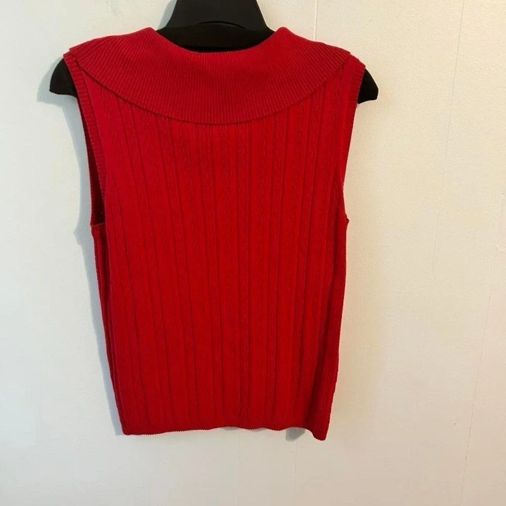 White‎ Stag Red Cowl Neck Sleeveless Cable Knit Sweater Vest Womens Large 12/14